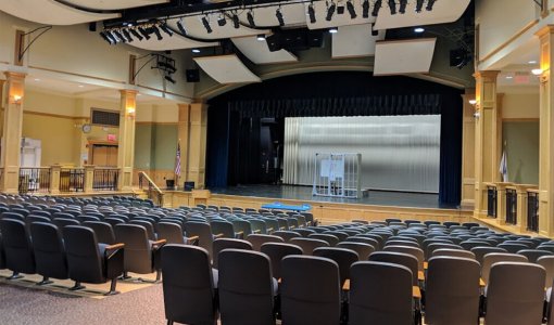 Seats in an auditorium looking at the stage