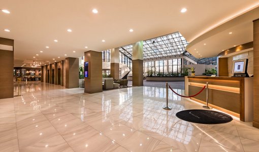 Long Island Venue Lobby of hotel with skylights